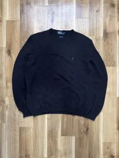 90s Polo Ralph Lauren ラルフローレン コットンニット 黒L