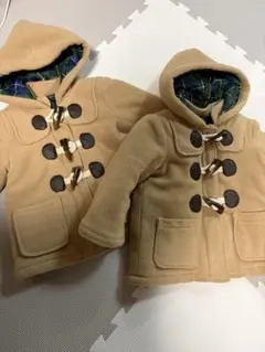 ベージュ フード付き ダッフルコート 90 2着 双子