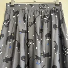 グラニフ黒猫プリント グレーフレアロングスカートのサムネイル