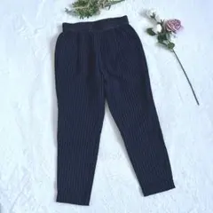 テーパードパンツ Sサイズ ストライプ ネイビー 清楚 ラフ キレイめ