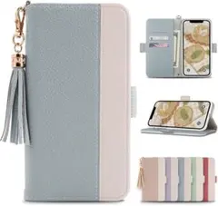 iPhone8 Plusスマホケース 手帳型 シボ柄 タッセル付