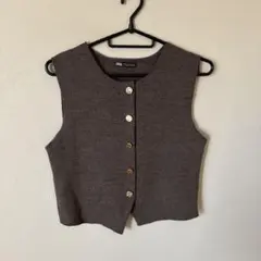 ZARA ザラ　ブラウン　ニット　ベスト　ジャケット