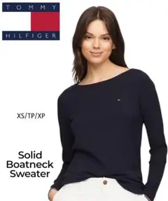 新品TOMMY HILFIGER ボートネックセーター XS 紺