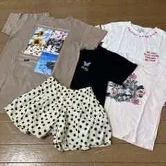 130cm 5点セット　ラブトキワンピース　Tシャツ3枚　ドット短パン