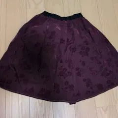 花柄フレアスカート ワインレッド