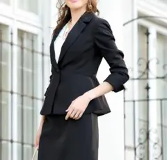 【2点セット】無地ジャケット&スカート洗えるフォーマルビジネスオフィススーツ