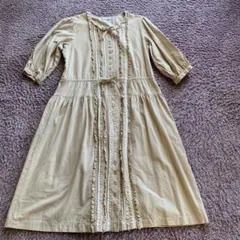 ピンクハウスのピコフリルとレース付きのワンピースベージュ