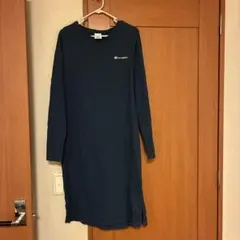 Champion ダークブルー 長袖ワンピース Lサイズ