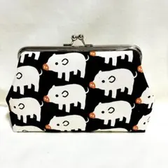 がま口財布　がま口ポーチ　メイクポーチ　ハンドメイド　ブタ　豚　②