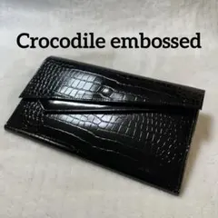 【未使用品】クロコ型押し オーガナイザーウォレット 光沢のサムネイル