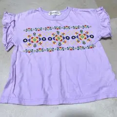 半袖　フリル袖　花柄プリント　Tシャツ　110サイズ