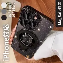 iPhone15 ケース スマホリング magsafe対応 レンズ保護 ブラック