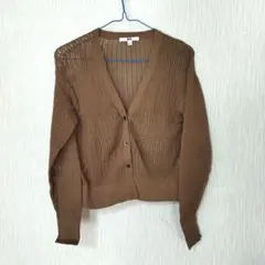UNIQLO ブラウン レース編み Vネックカーディガン