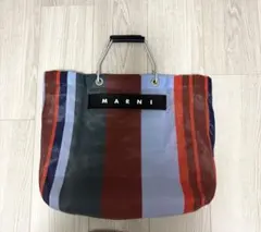 MARNI MARKET ストライプトートバッグ ラッカーレッド