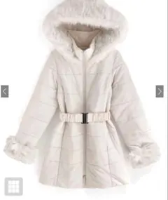 GRL 【kd13】 ベルト付きファーダウンコート ホワイト
