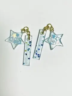 ハンドメイド 七夕　ピアス　イヤリング　ノンホールピアス