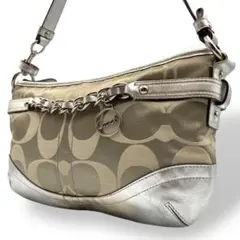 極美品 COACH コーチ ショルダーバッグ シグネチャー キャンバス 肩掛け