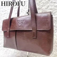 ヒロフ レザー ショルダーバッグ Hロゴ ブラウン 肩掛け 本革 上品のサムネイル