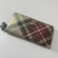 チェック柄 長財布 合成皮革