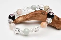 優美な桜のお守りブレス 桜瑪瑙×ビルマ翡翠　天然石ブレスレット　パワーストーン