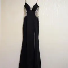 angelR　キャバドレス　ロング丈　スカート　ブラック　黒　レディース　レース
