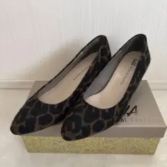 ヒョウ柄ファブリックパンプス 約5cmヒール