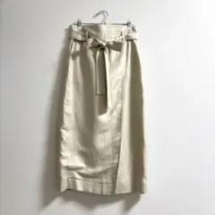 Spick & Span ベージュリボンタイトスカート　麻混