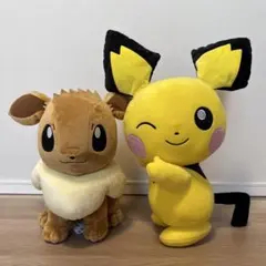 ポケモン　ほぺぴためちゃでかピチュー　めちゃもふぐっとぬいぐるみイーブイ