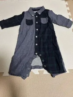ships グレー チェック柄ロンパース 70cm