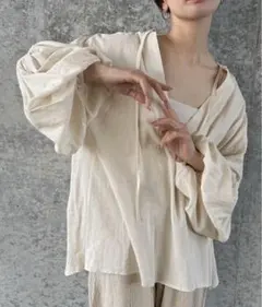 select MOCA by son ボリュームスリーブリネンスキッパーシャツ