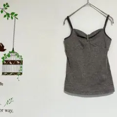 Sky bomber /キラキラ ラメ入りリブキャミソール ブラウン 肩ひも伸縮