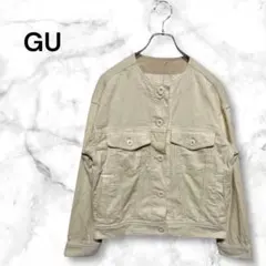 ジーユー　ノーカラージャケット アイボリー　長袖　コーデュロイ素材　Mサイズ