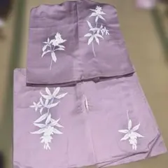 薄紫色 花柄刺繍 着物つけさげ