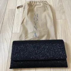 MOYNA ビーズ ブラック クラッチバッグ