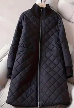 ★美品　キルティングロングコート　S 黒