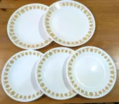 Corelle コレール プレート 5枚セット 丸皿　バタフライゴールド　2+3のサムネイル