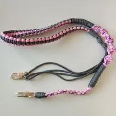 パラコード ストラップ ブラック ピンク
