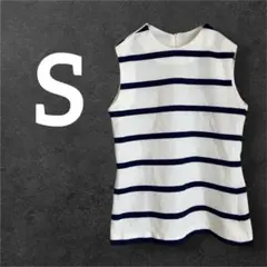 美品✨ノーブランド【S】ボーダー ノースリーブ トップス ネイビー ホワイト