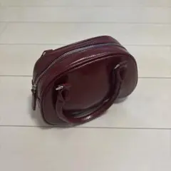 バーガンディ ハンドバッグ 合成皮革 赤