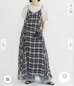 KBF チェックプリーツキャミワンピース