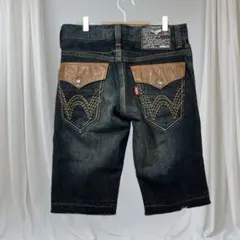 エドウィン デニム ハーフパンツ 30 フリンジ レザーポケット ウエスタン