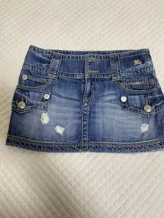 バーバリーブルーレーベル　デニムミニスカート　　ダメージ加工　38