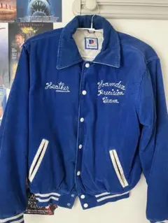 アメリカ製ビンテージ80s-90s スタジャン　コットンRennocレノック短丈 M/L】80s-90s USA製 Rennoc 刺繍入り コーデュロイ スタジャン