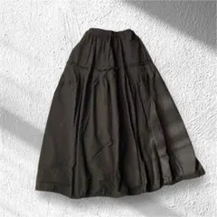 【マウジー】ナイロンスカート ロングフレア ウエスト後ゴム 裾ドロスト S