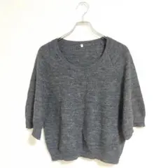 無印良品 ニットプルオーバー 七分袖 M グレー 麻混ウール ナチュラル 秋冬