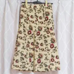 【美品】コーデュロイ 花柄スカート レトロ 古着