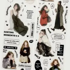 ◤海外マステ◢✨新品✨　PETシール　ハッピーライフ　ブラック　5ループ　人物