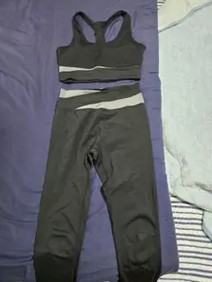 ブラック スポーツブラ レギンスセット 2XL