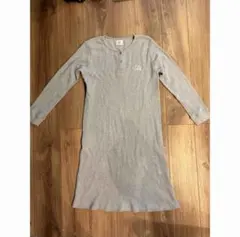 Lee ヘンリーネック　グレー ワッフル生地　ワンピース　授乳口付き