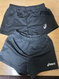 asics 黒 バレーボールショートパンツ 2枚セット